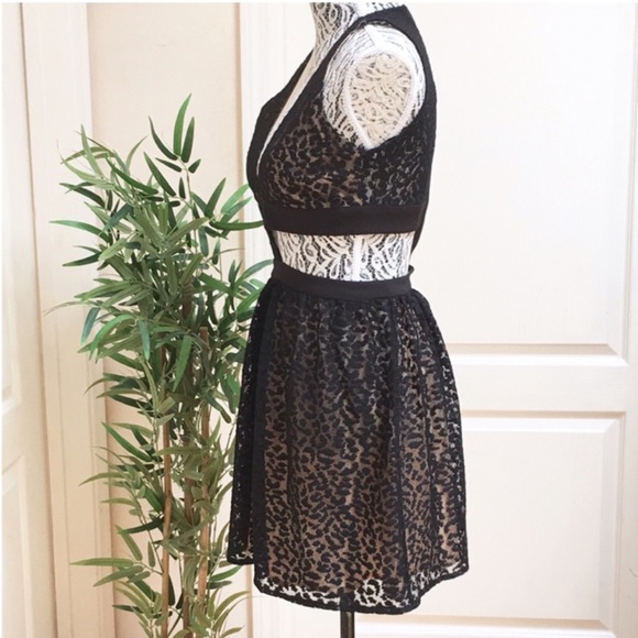 STYLESTALKER Bionic Cutout Lace Deep V-Neck Sexy Cocktail Mini Dress, Black, XS - Picture 4 of 8